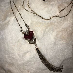 WHBM Linear Chain Tassel Necklace